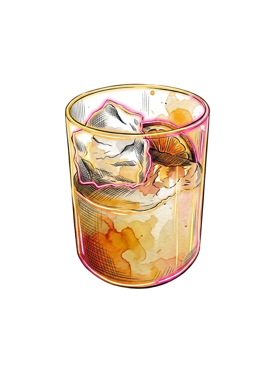 Mango Sticky Rice — a sunset-yellow cocktail with dried orange
